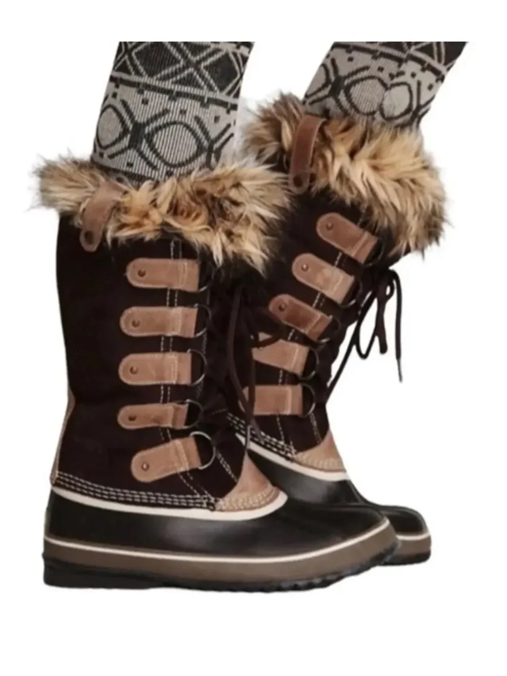 SOREL Joan Of Arctic 1540 Tall Faux Fur Waterproof Lace Up Snow‎ Winter Boots 7